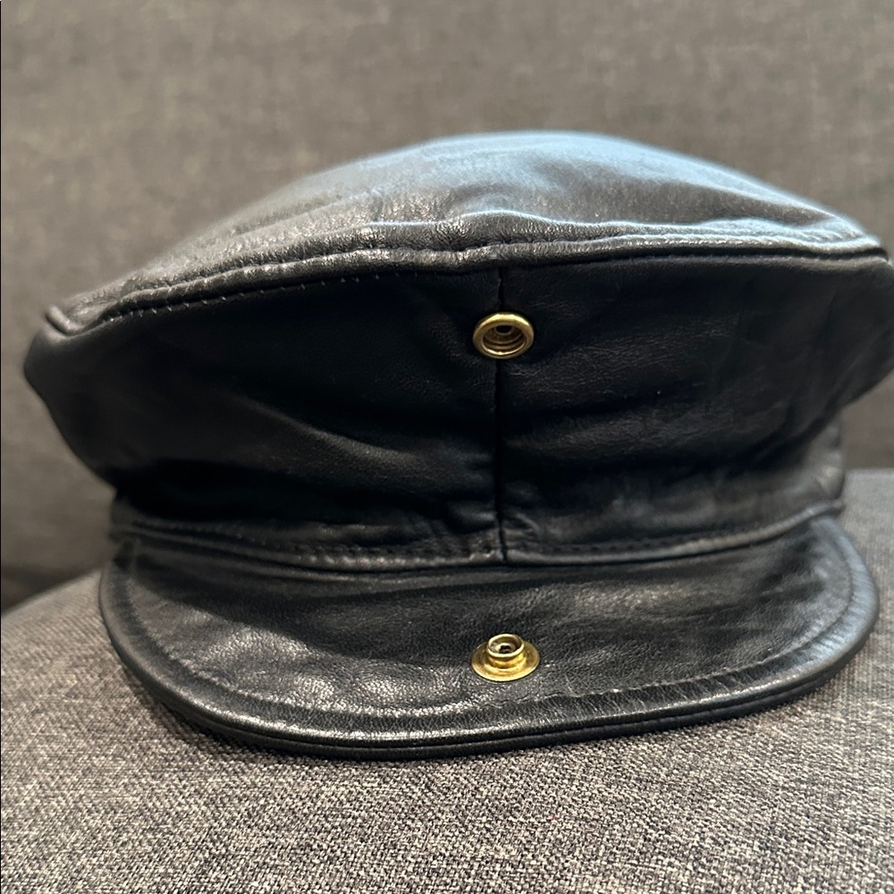 Classic Black Leather Newsboy Cap
Vintage made in Winchester N.H. USA